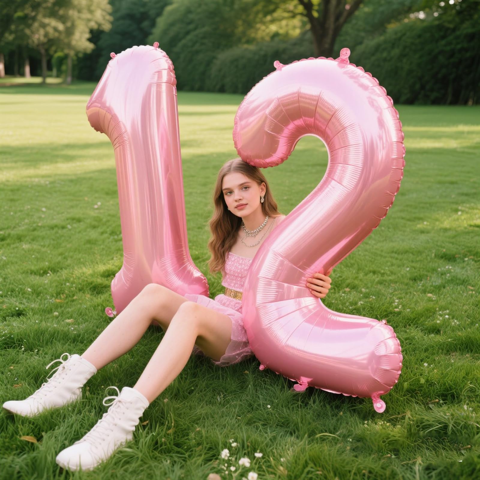 Kelfuoya pearlescent pink number 12 balloon for premium styling