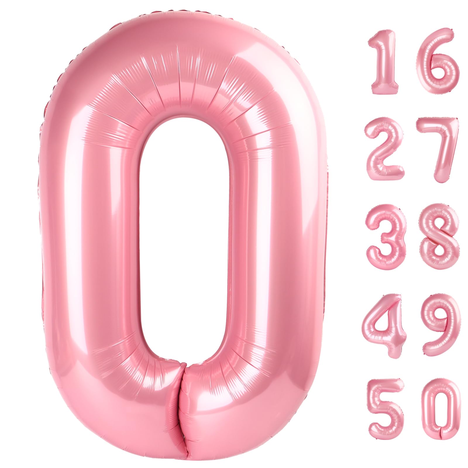 Kelfuoya 40-inch pearlescent pink number 0 balloon creates a bold party backdrop