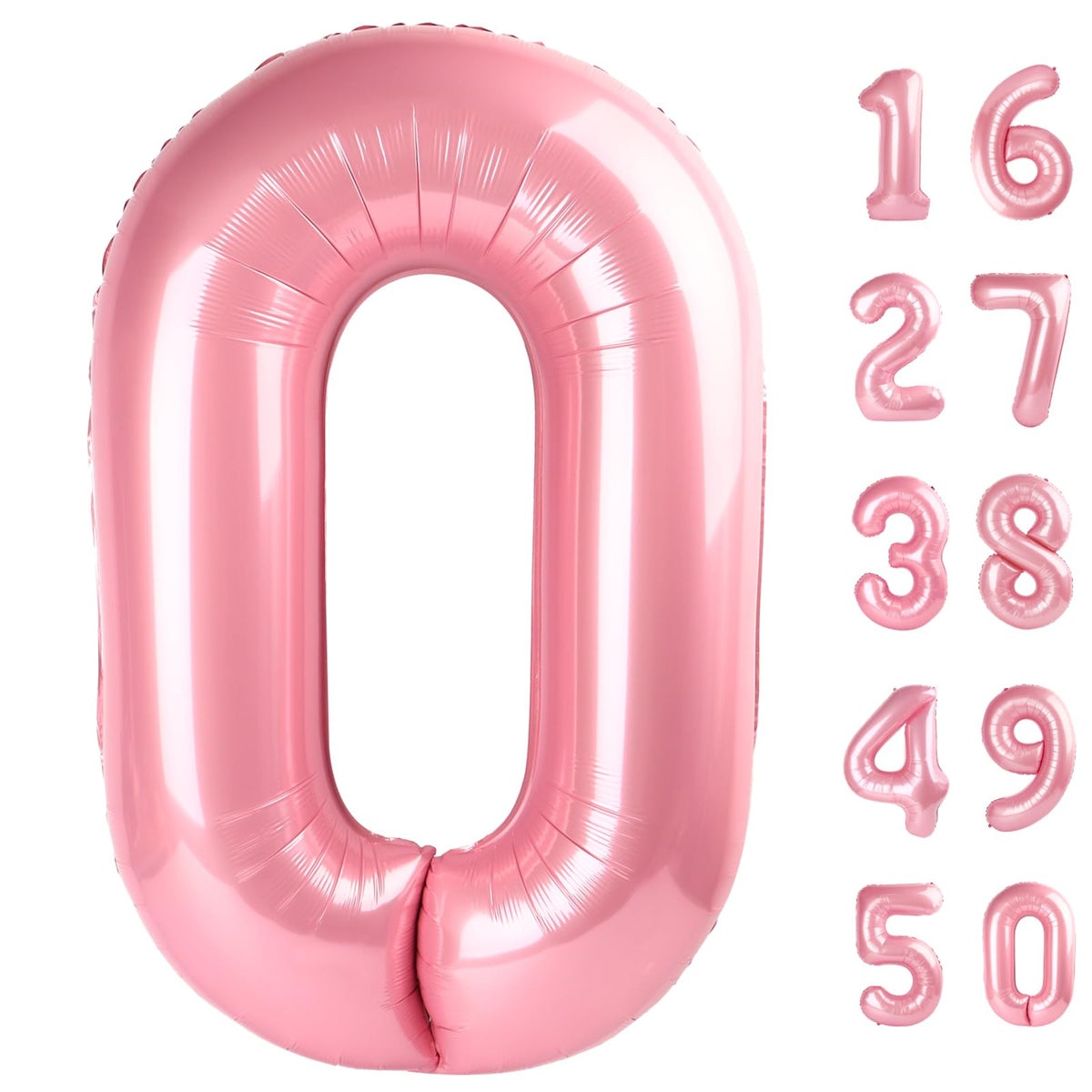 Kelfuoya 40-inch pearlescent pink number 0 balloon creates a bold party backdrop