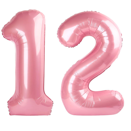Kelfuoya pearlescent pink 40-inch number 12 balloon for a dramatic birthday display