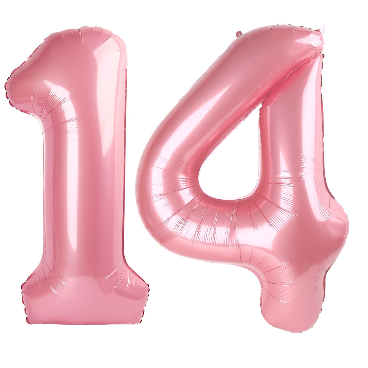 Kelfuoya pearlescent pink 40-inch number 14 balloon, ideal birthday decor.