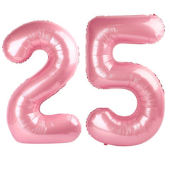 Kelfuoya pearlescent pink number 25 balloon, front view, ideal for photo-worthy celebrations.