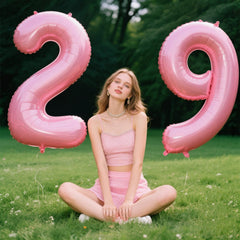 Kelfuoya pearlescent pink 29 balloon display adds festive focal point to photos