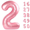 Kelfuoya pearlescent pink number 2 balloon front view for a bold birthday backdrop