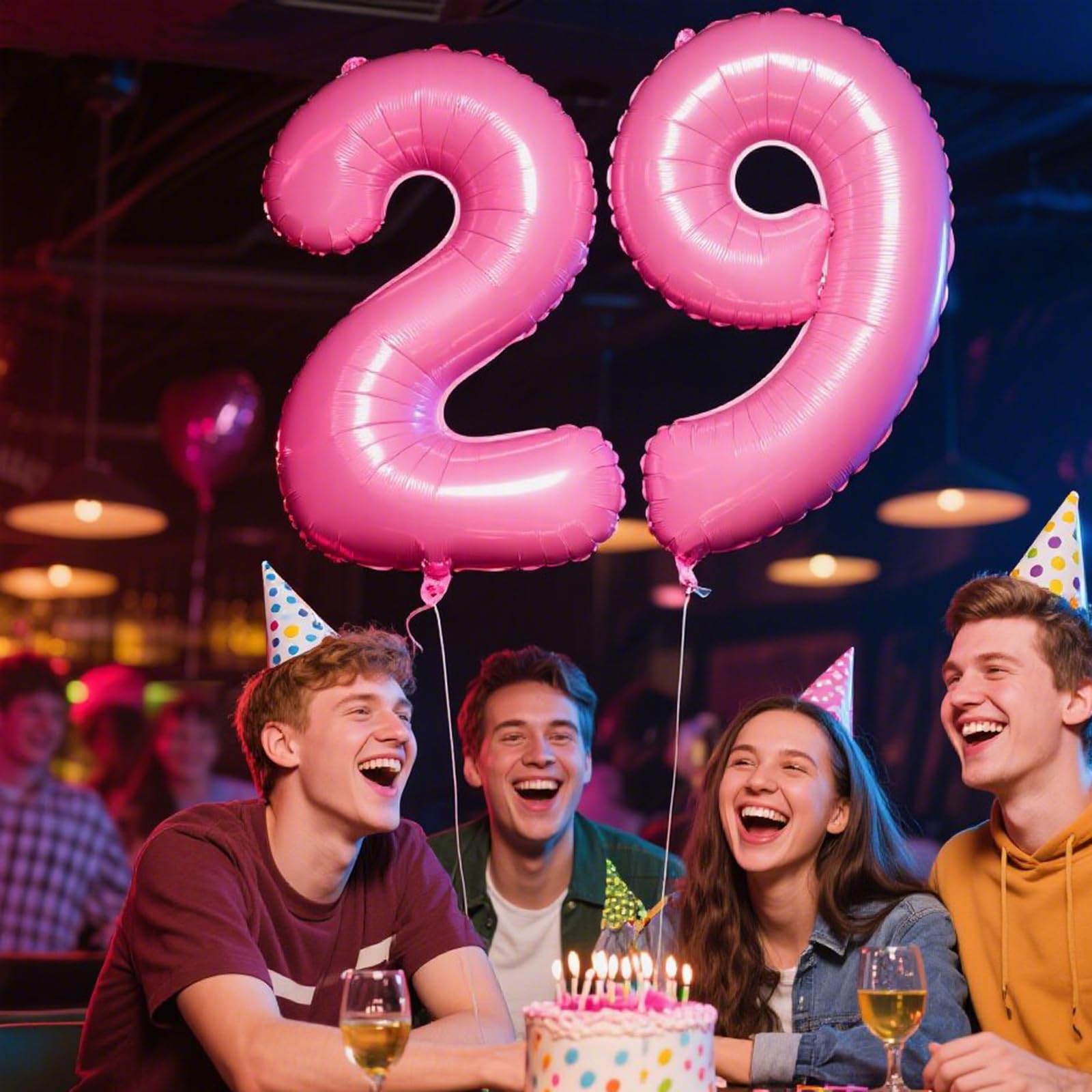 Kelfuoya pink 29-number balloon creates a photo-friendly backdrop