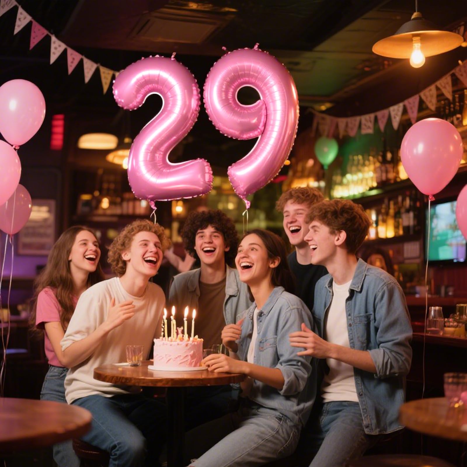 Kelfuoya pink 29-number balloon serves as table centerpiece accents