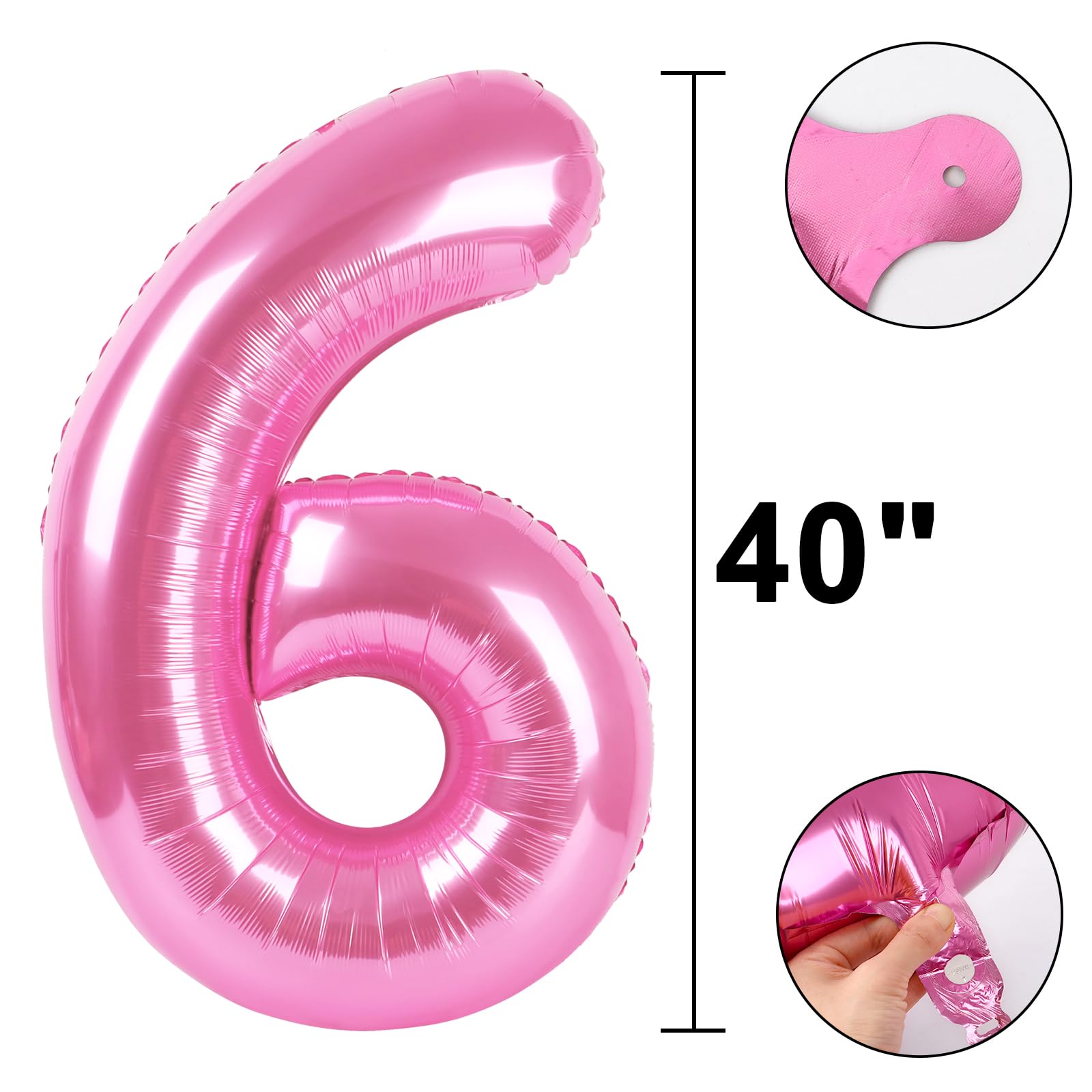 Kelfuoya Pink 6 foil balloon close-up showing gleaming surface and premium finish.