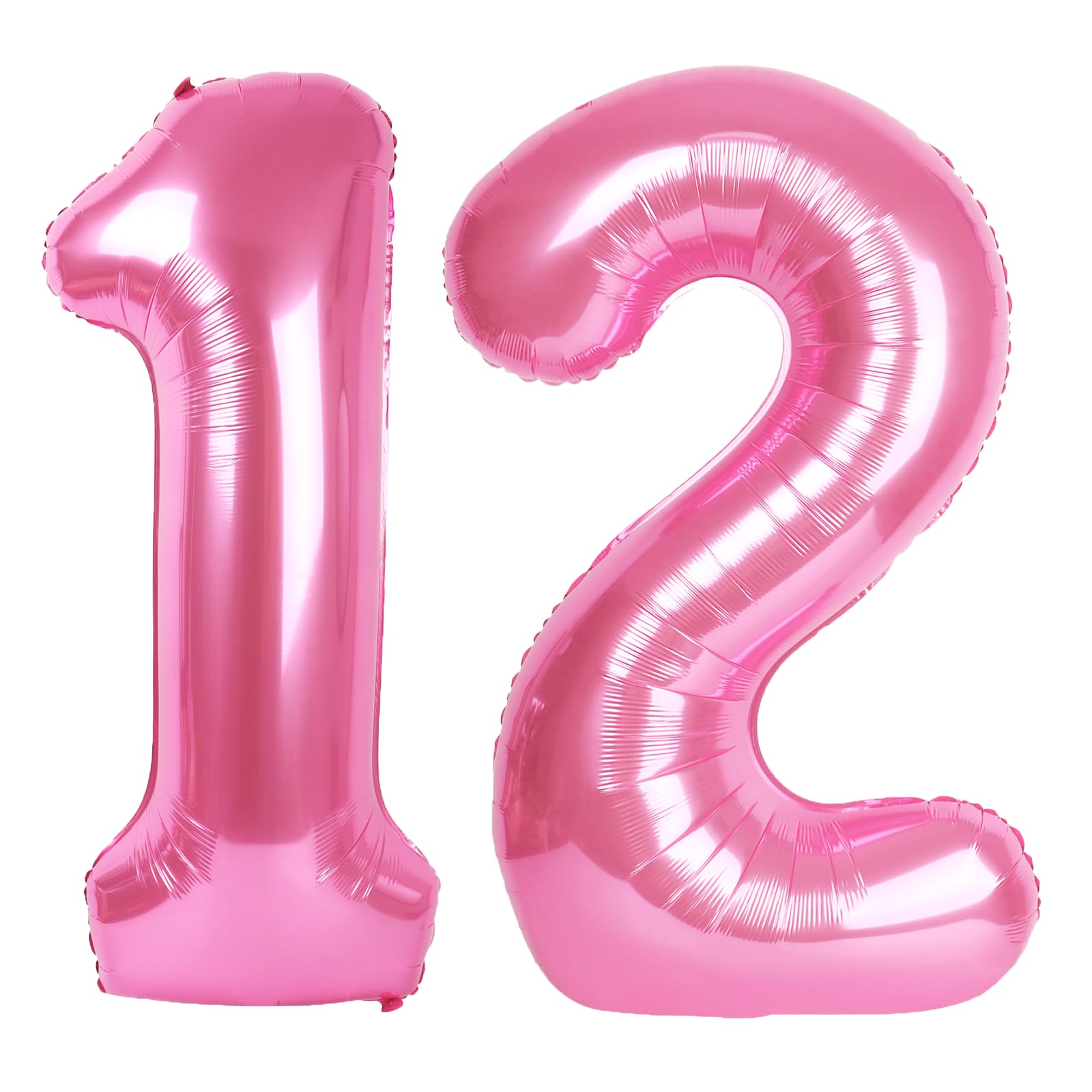 Kelfuoya pink number 12 balloon, 40 inch hanging decoration for birthdays.