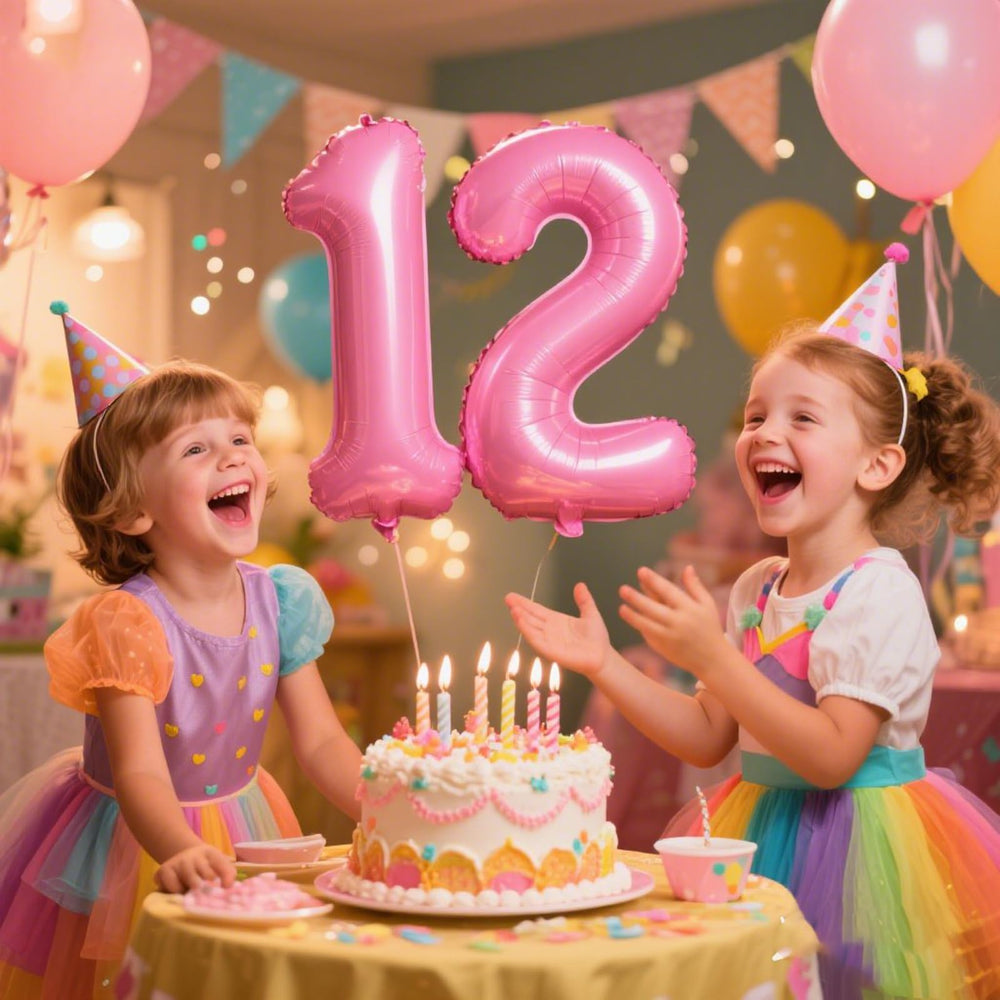 Kelfuoya pink number 12 balloon backdrop idea creates serene event vibes.