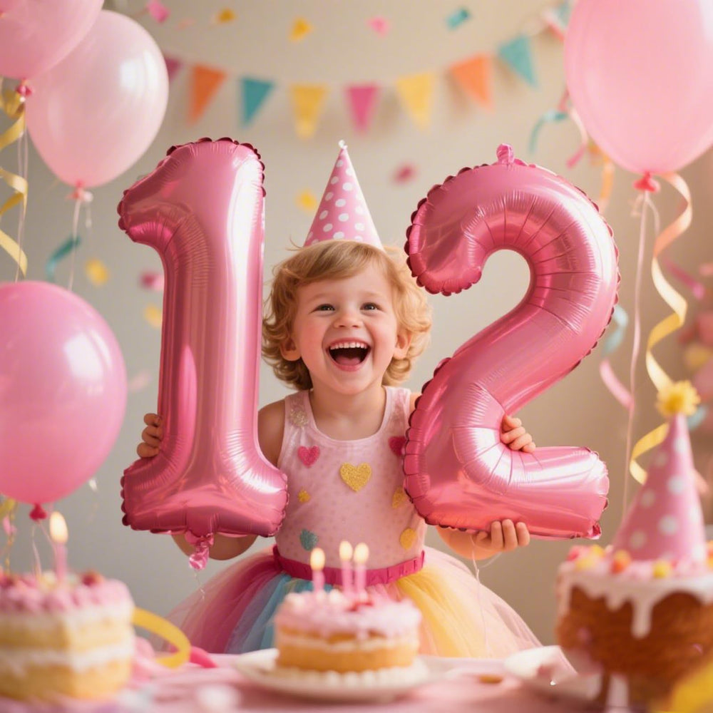 Kelfuoya pink number 12 balloon birthday setup offers instant festive flair.