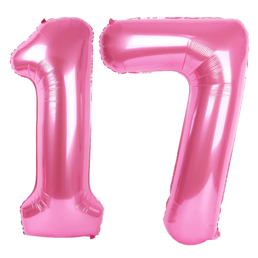 Kelfuoya pink number 17 balloon in 40-inch size for striking party decor.