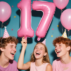 Kelfuoya pink number 7 birthday decor enhances party ambiance.