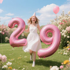 Kelfuoya pink number 9 balloon wall decor enhances party aesthetics.