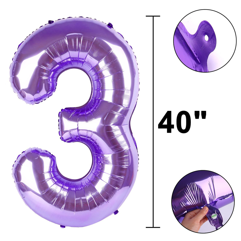 Kelfuoya purple 3rd birthday decor balloon enhances ambiance