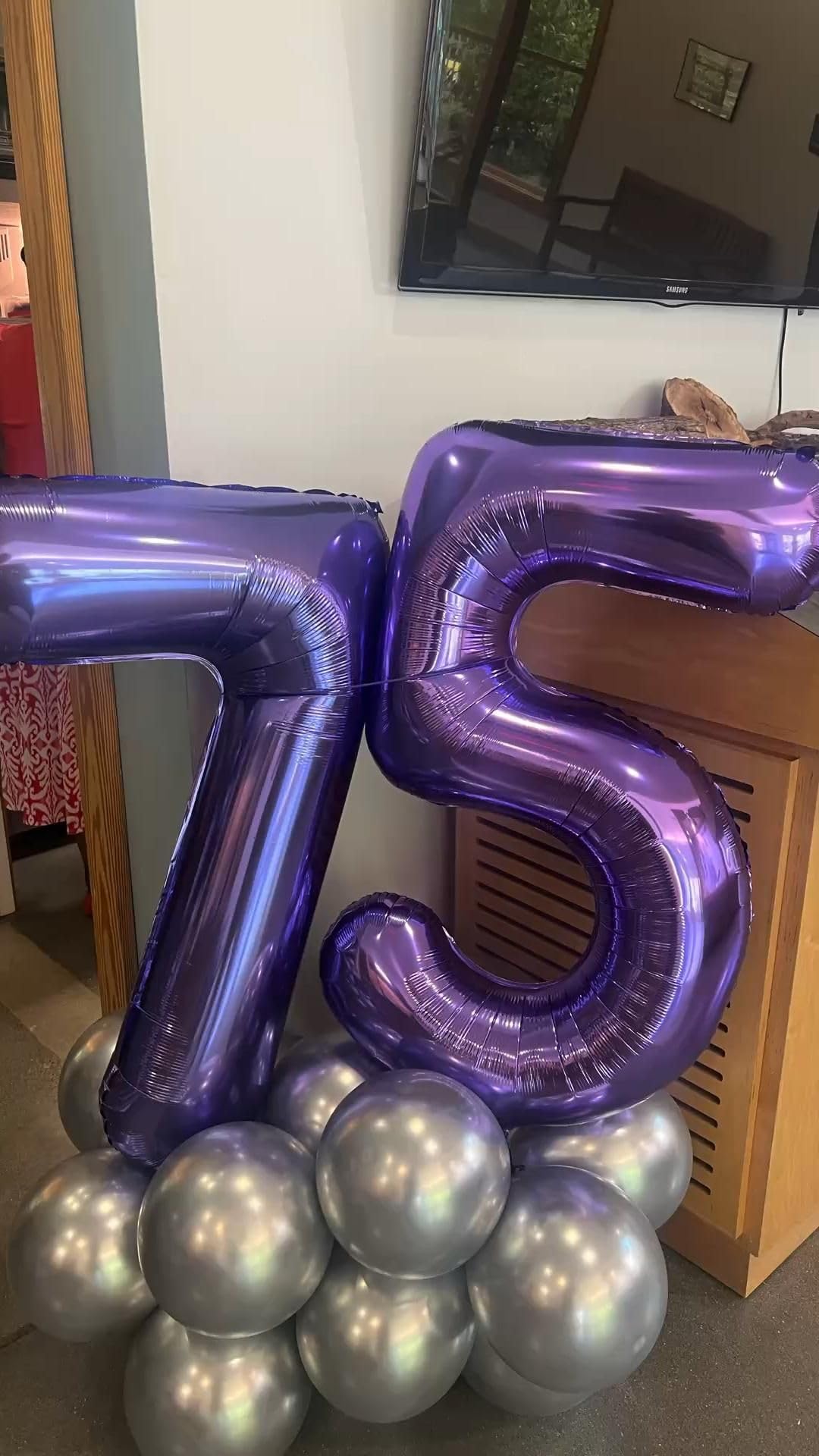 Kelfuoya purple foil balloon wall arch enhances festive ambiance