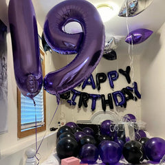 Kelfuoya purple number 19 balloon 40inch party decor with eye-catching shine.