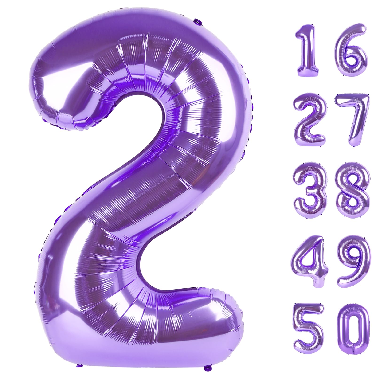 Kelfuoya purple number 2 40-inch balloon creates a striking birthday photo backdrop.