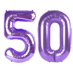 Kelfuoya purple 50-number balloon, 40-inch, ideal for bold birthday backdrops.