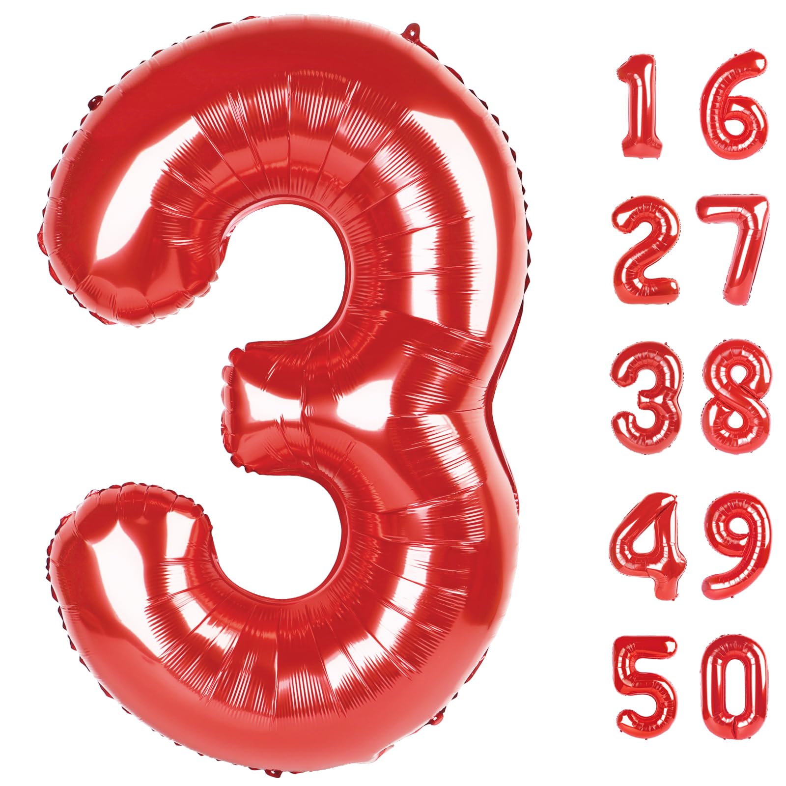 Kelfuoya red number 3 balloon 40 inch for vibrant party decor and photo opportunities