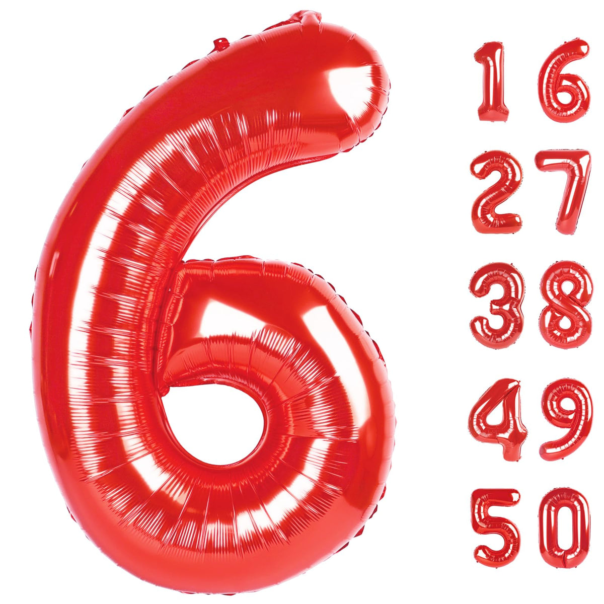 Kelfuoya red number 6 balloon 40-inch, perfect for photos and party décor.