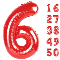Kelfuoya red number 6 balloon 40-inch, perfect for photos and party décor.
