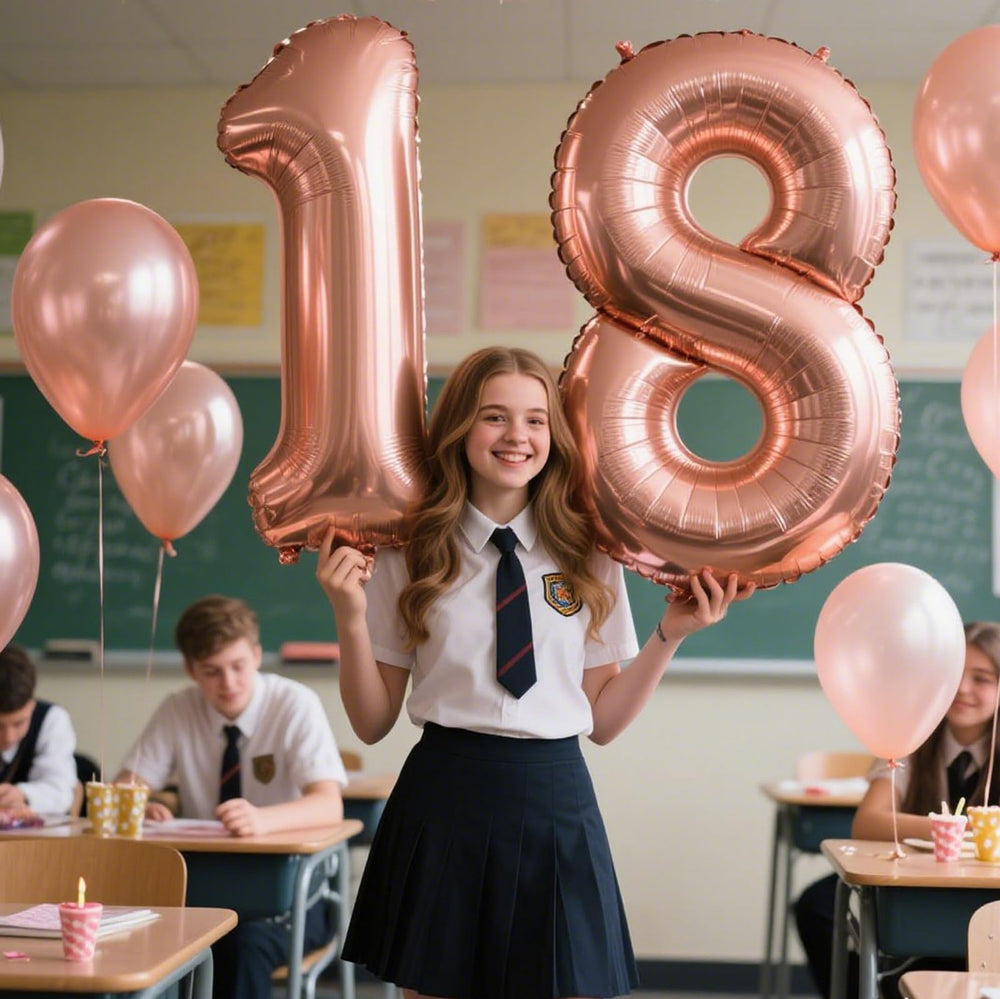 Kelfuoya rose gold 18-number balloon night setup for events