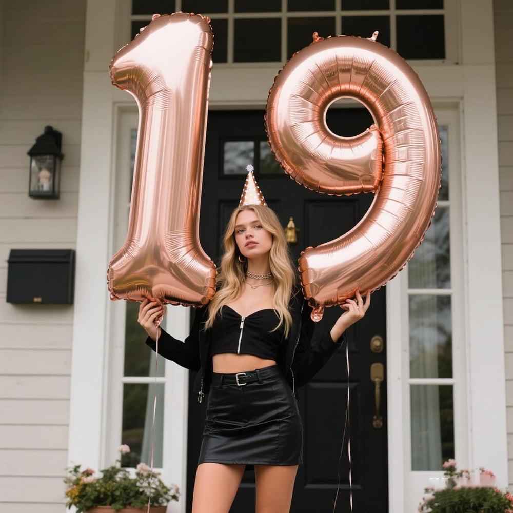 Kelfuoya rose gold 19 balloon backdrop setup enhances event décor