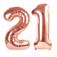 Kelfuoya rose gold 21 balloon, 40-inch centerpiece for birthday celebrations.