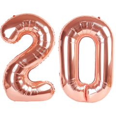 Kelfuoya rose gold 40-inch number 20 balloon front view for a striking birthday centerpiece