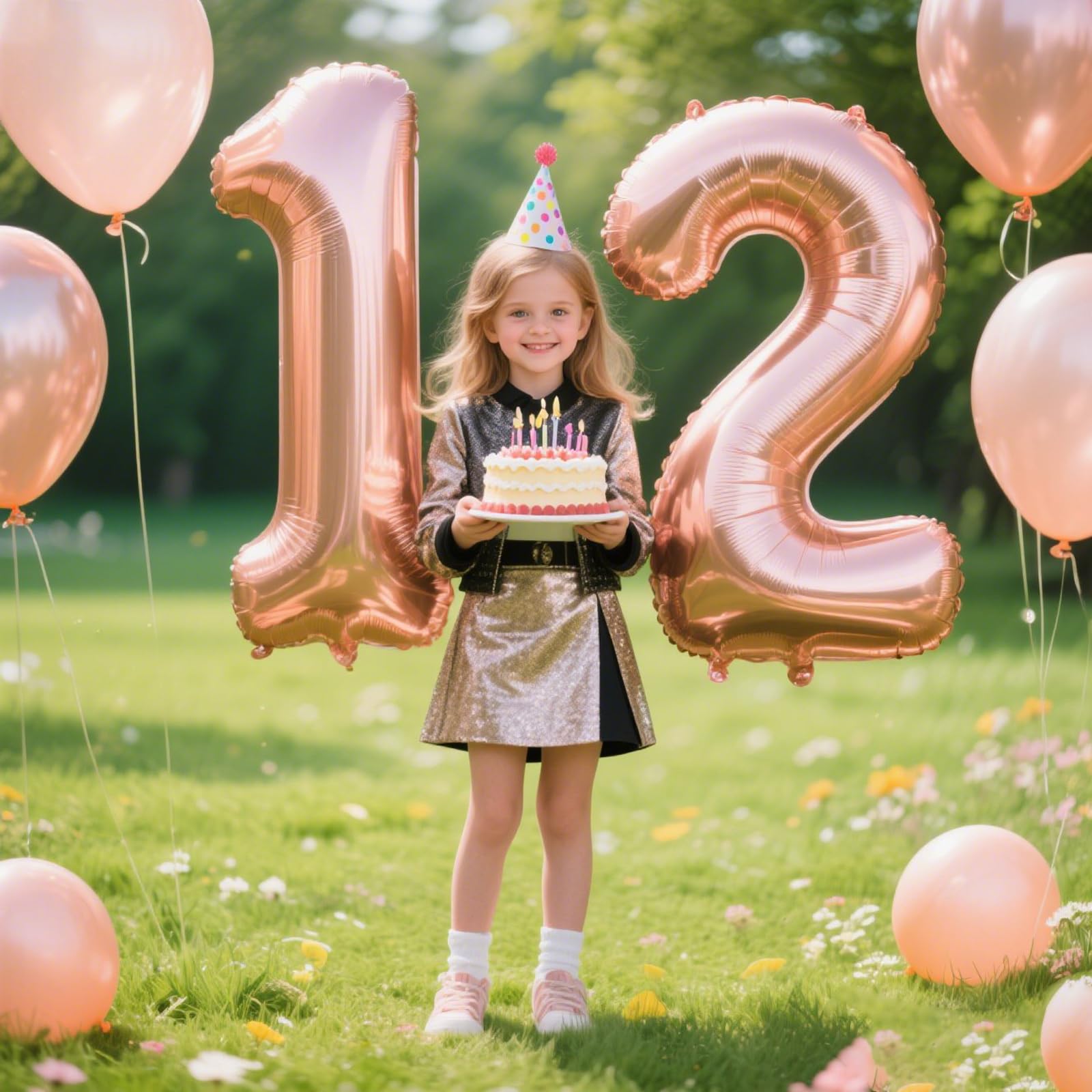 Kelfuoya rose gold 40-inch balloon includes inflation pump for quick setup.