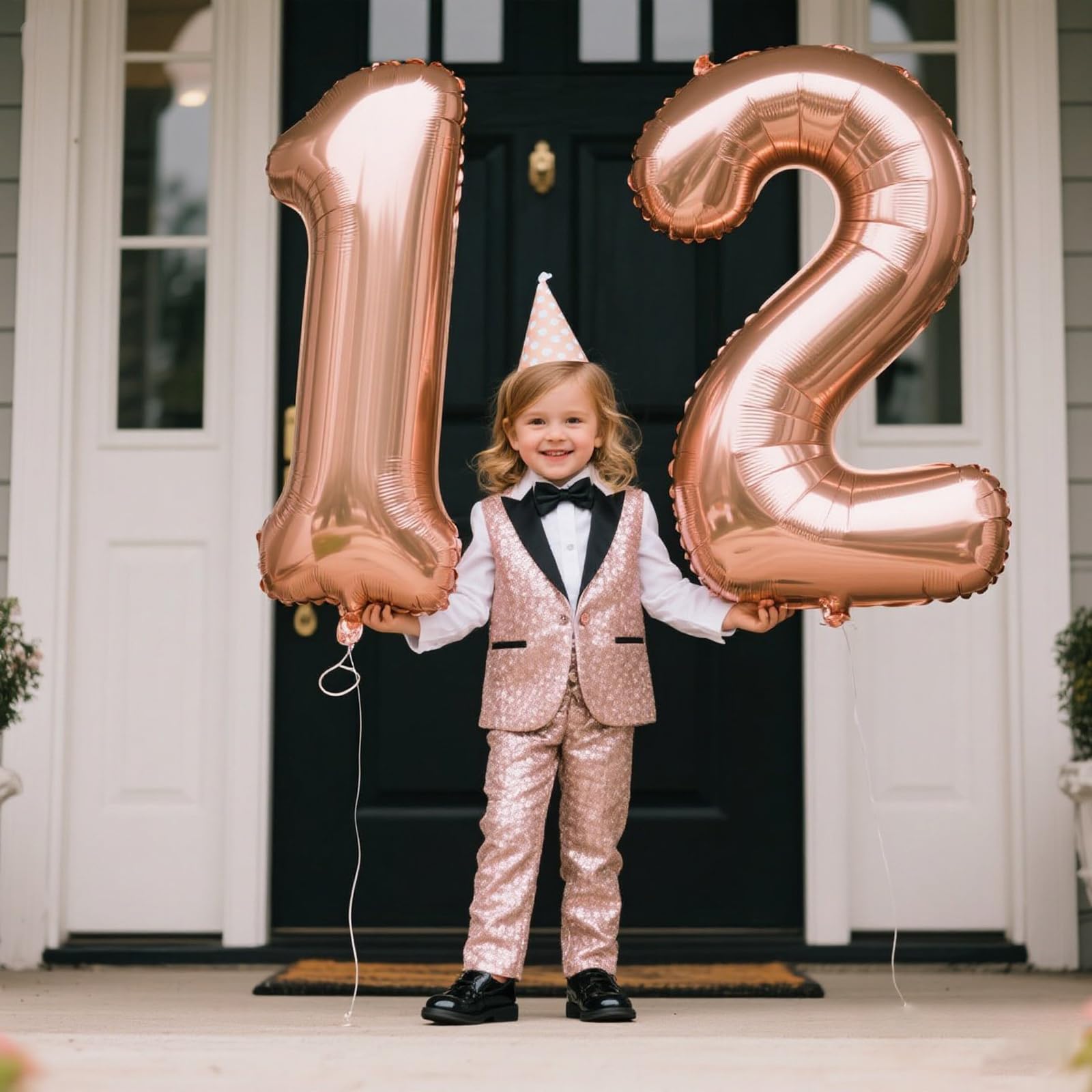 Kelfuoya rose gold 40-inch balloon setup adds elegance to celebrations.