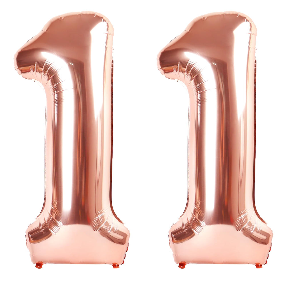 Kelfuoya rose gold 40-inch number 11 balloon front view for party centerpiece