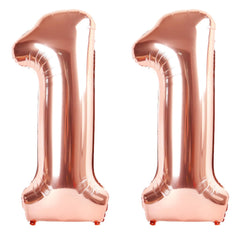 Kelfuoya rose gold 40-inch number 11 balloon front view for party centerpiece