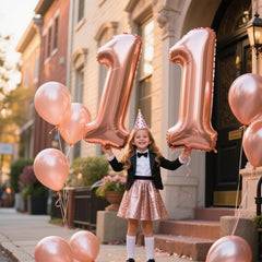 Kelfuoya rose gold 40-inch number 11 balloon wall display option for decor