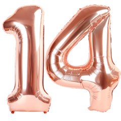 Kelfuoya rose gold 40-inch 14 balloon for birthday celebrations.
