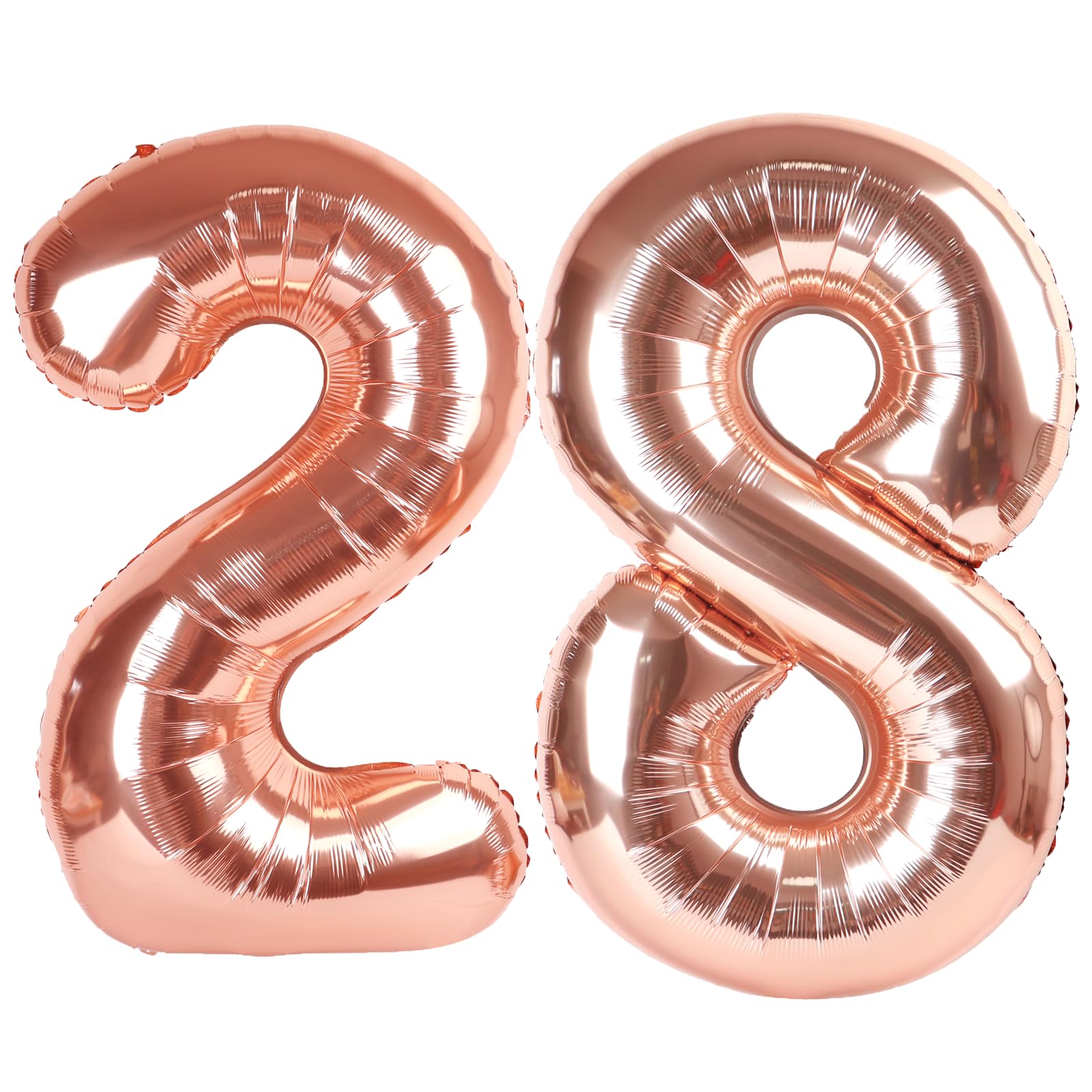 Kelfuoya rose gold 40-inch number 28 balloon for a bold birthday backdrop.