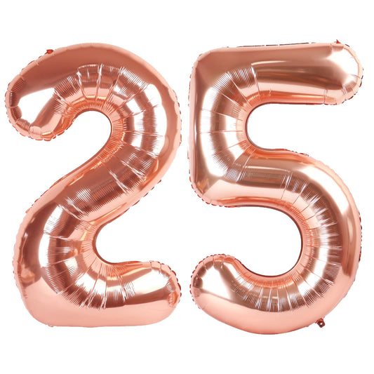 Kelfuoya rose gold number 25 balloon 40 inch display for elegant party decor