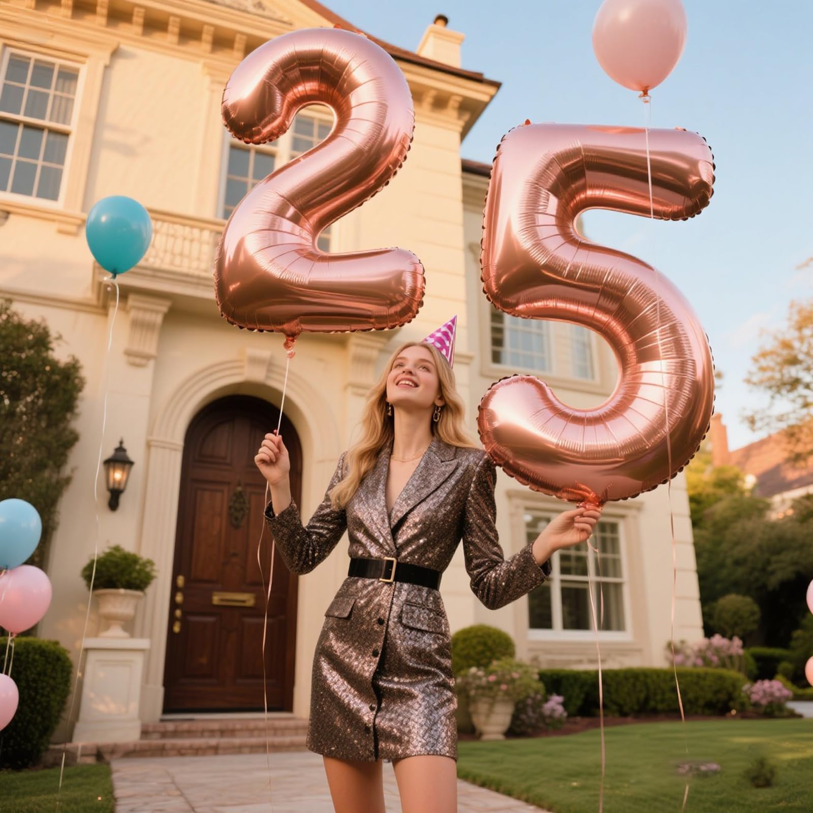 Kelfuoya rose gold number 25 balloon ideal for birthdays and anniversaries