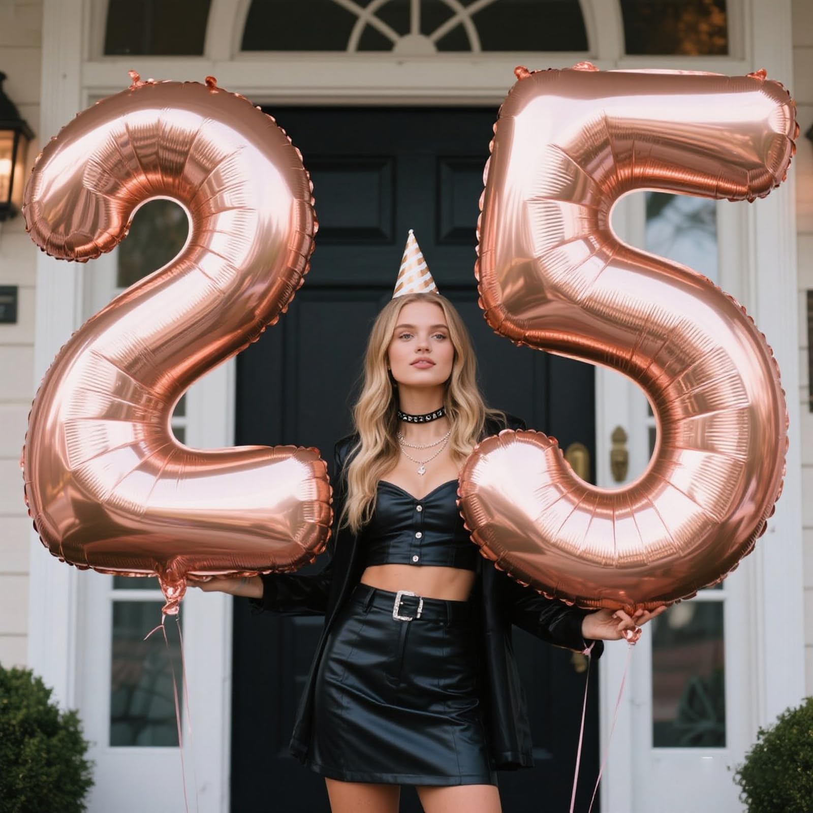 Kelfuoya rose gold number 25 balloon wall display adds instant celebration backdrop