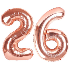 Kelfuoya rose gold number 26 balloon for elegant birthday or anniversary celebrations