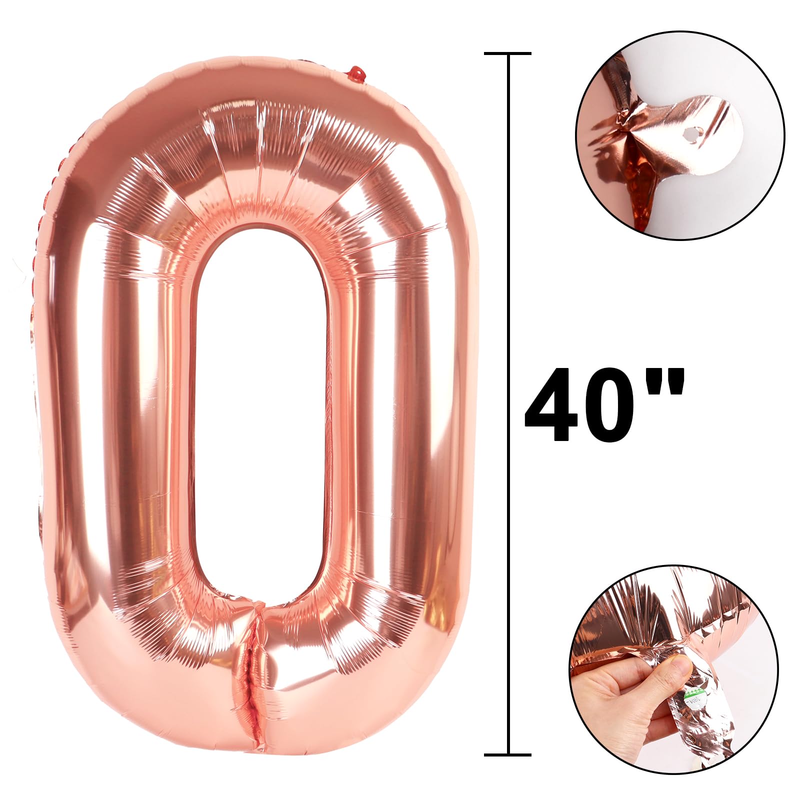 Kelfuoya rose gold 30 balloon 40-inch birthday photo area with glow