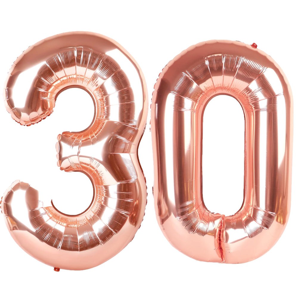 Kelfuoya rose gold 30 balloon 40-inch front view for a stunning party backdrop
