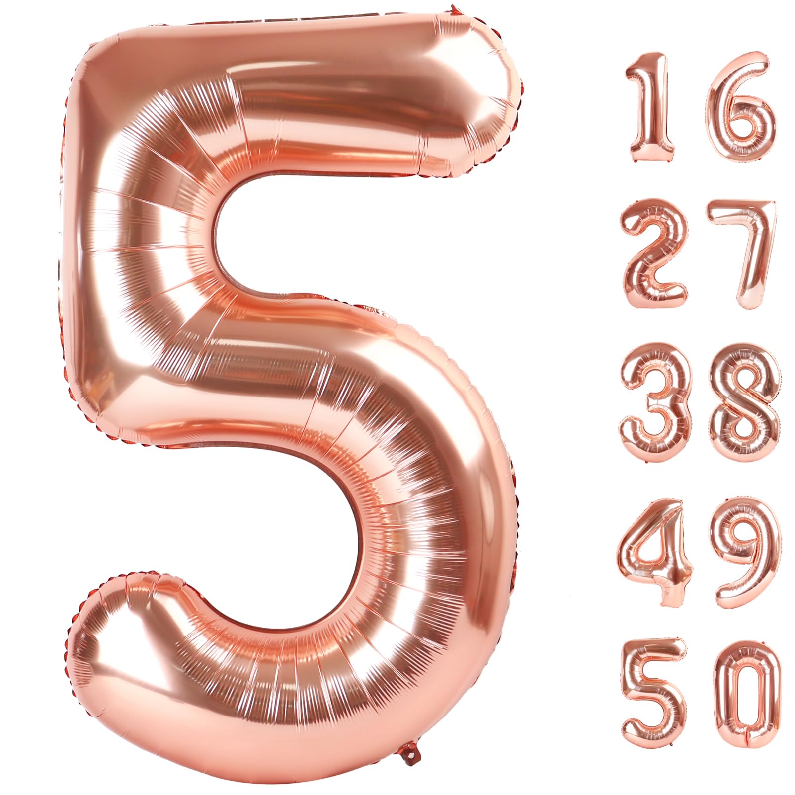 Kelfuoya rose gold number 5 balloon close-up for elegant party photos