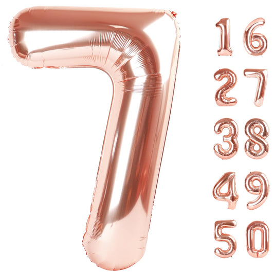 Kelfuoya rose gold 40-inch number 7 balloon for striking birthday party photos.