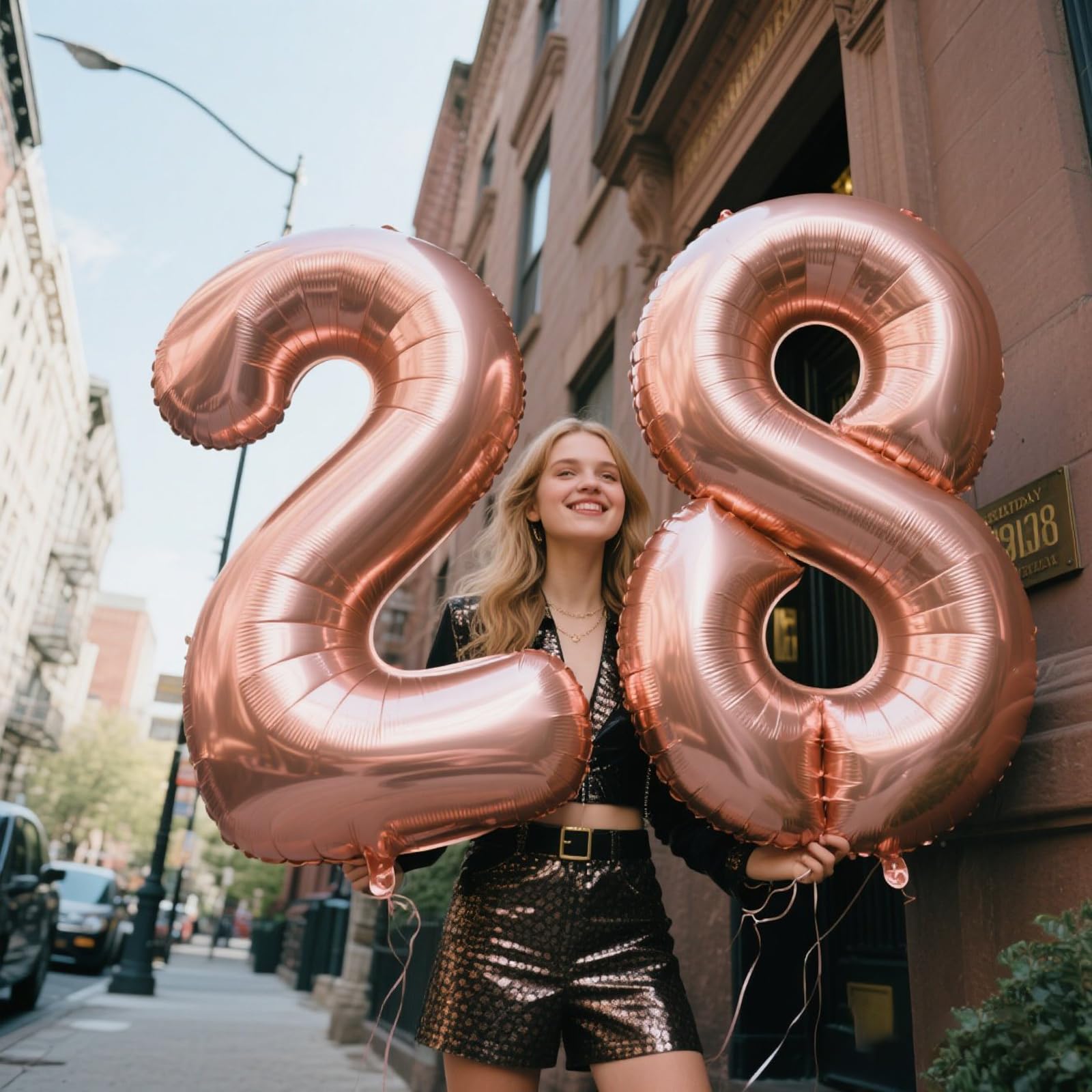 Kelfuoya Rose Gold Number 8 balloon easy to inflate with included straw
