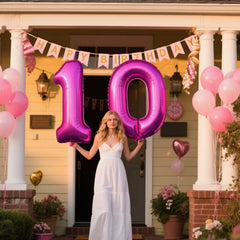 Kelfuoya rose purple 10-balloon easy inflation with straw or pump