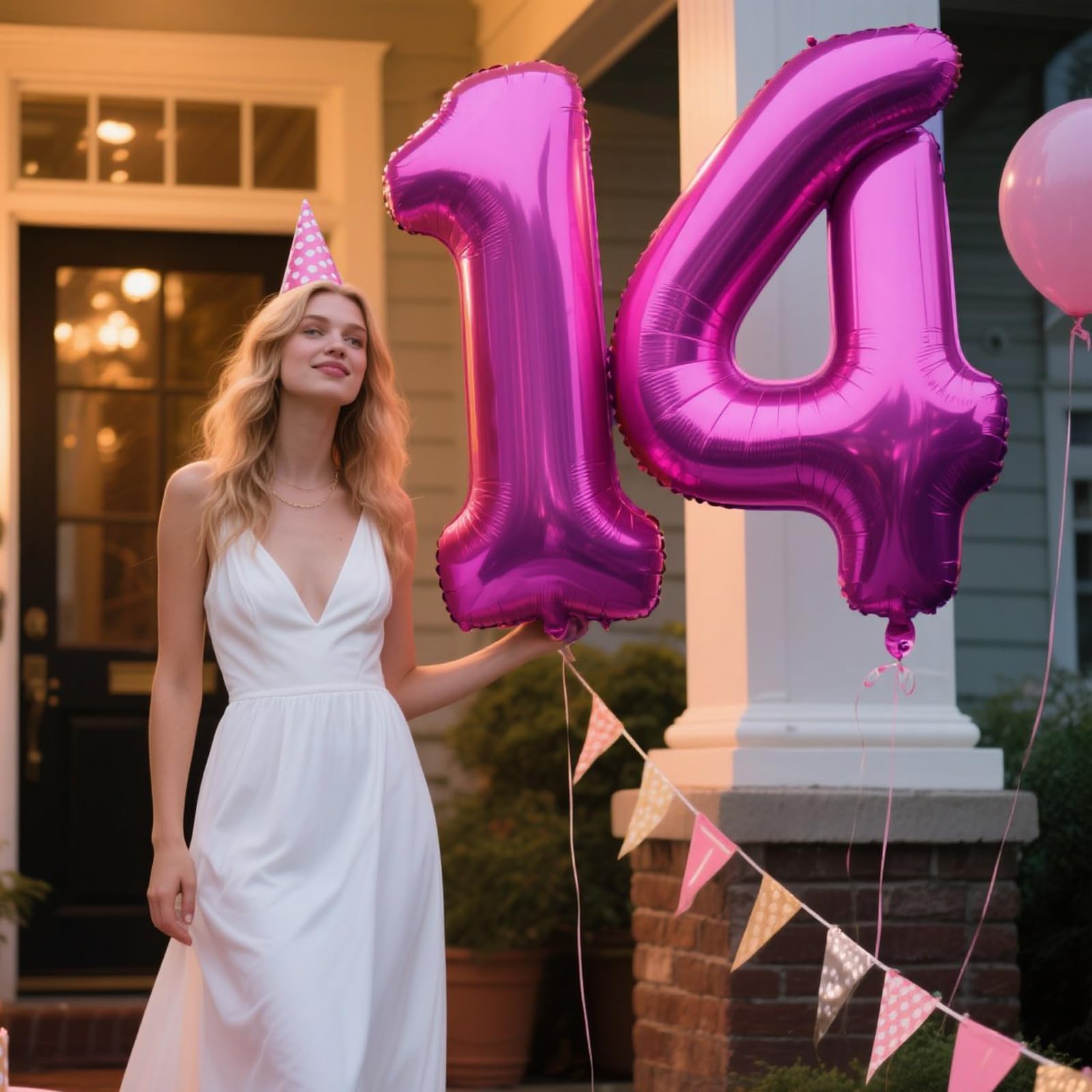 Kelfuoya rose-purple foil number 14 balloon stands out at celebrations.