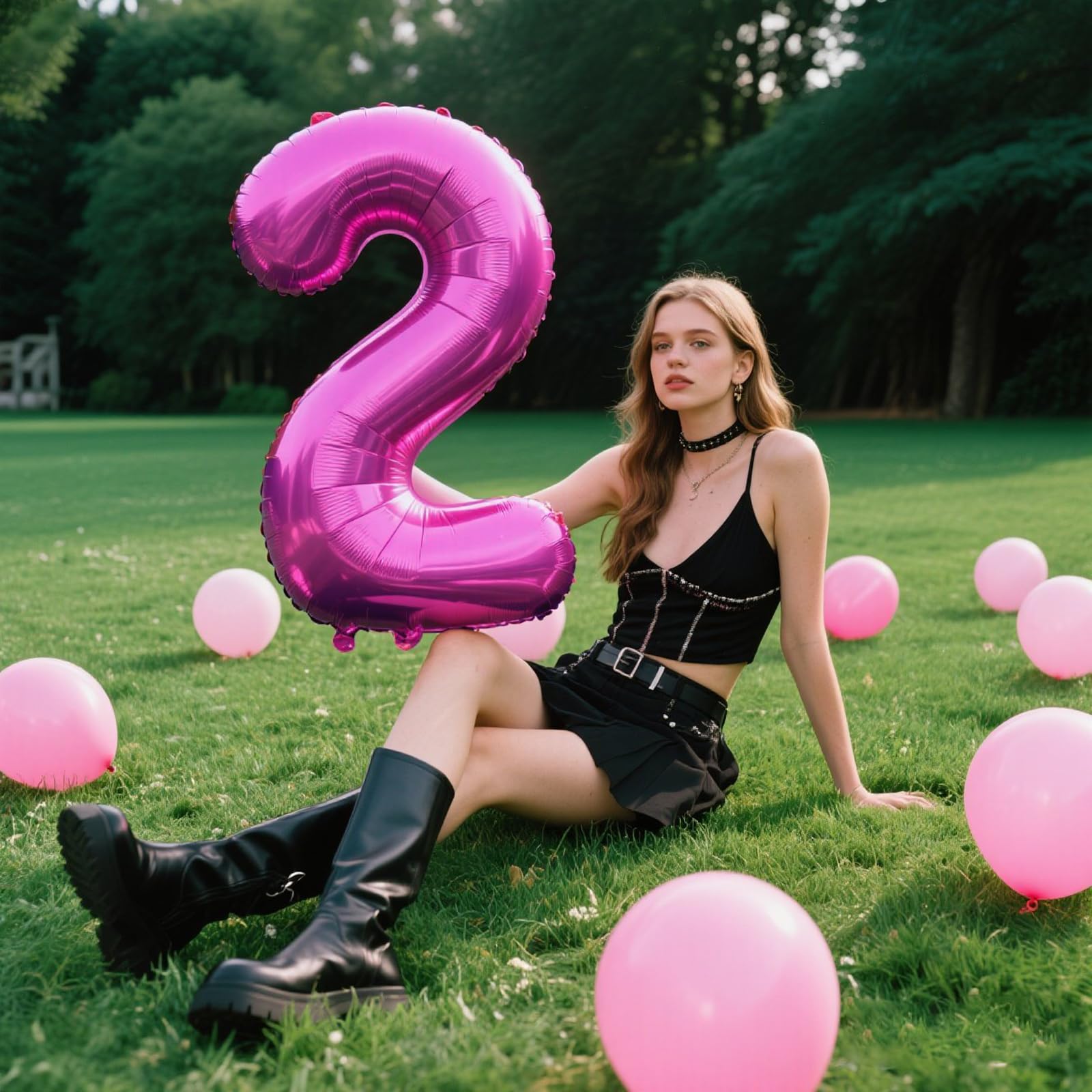 Kelfuoya rose purple number 2 balloon inflation straw included for quick setup