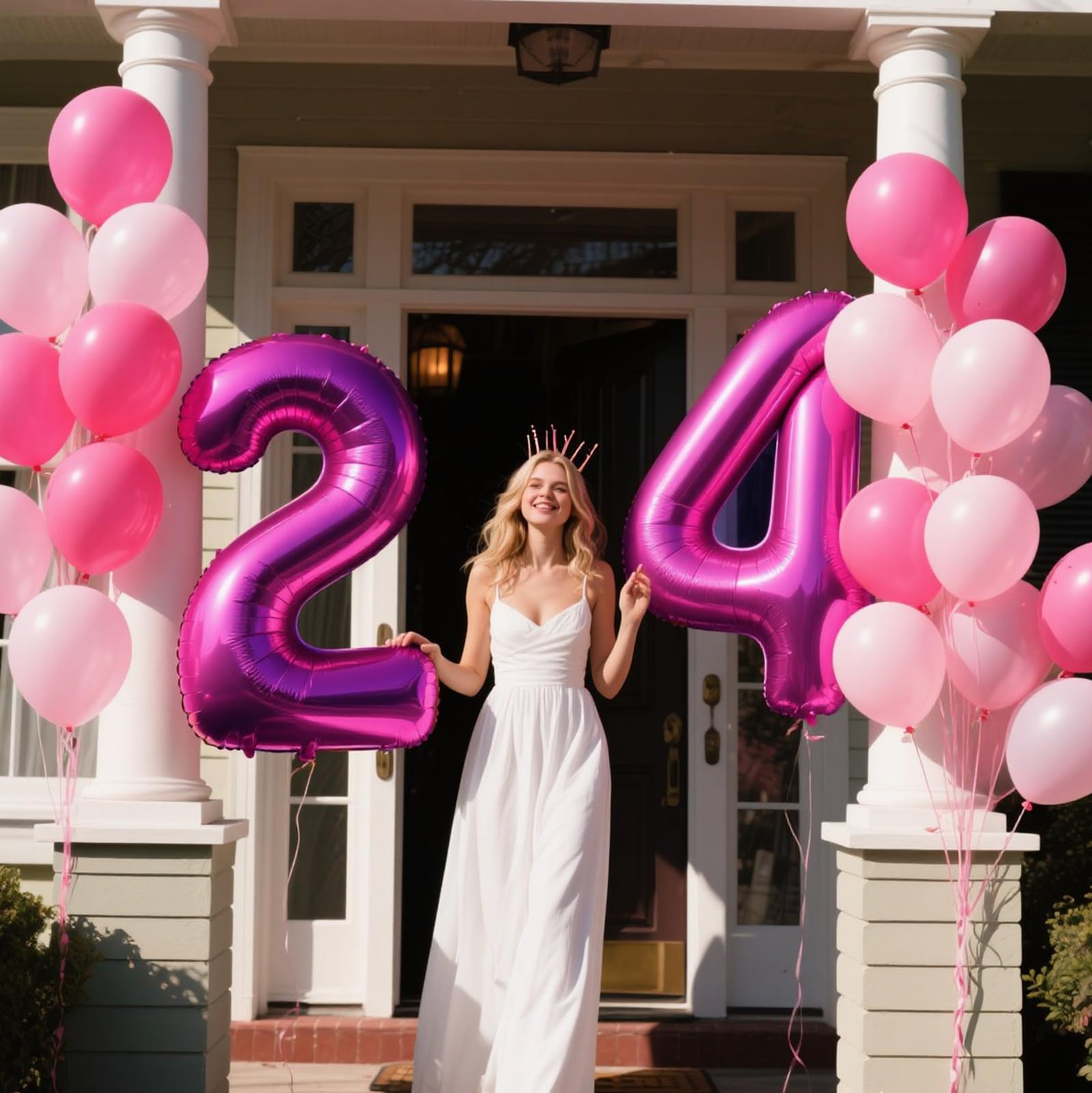 Kelfuoya rose purple-number 24 balloon, ideal for milestone celebrations and photo backdrops.