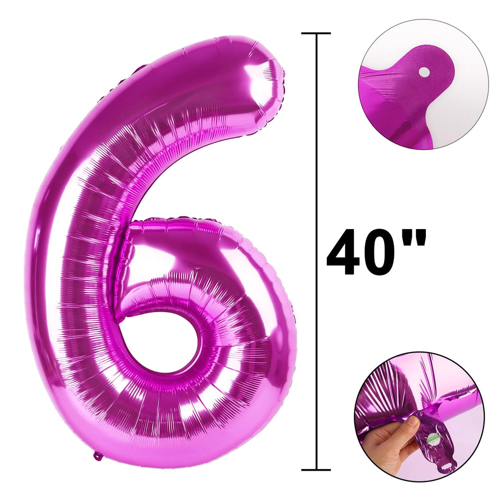 Kelfuoya rose purple number 6 balloon decor for party setup